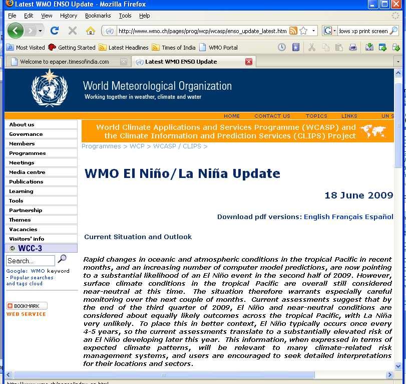WMO El Niño/La Niña Updates and GSCU WMO has been issuing consensus based El Niño/La Niña Updates on a quasi-regular basis over the past more than a decade, providing useful information on these