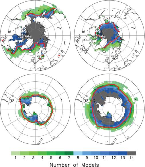 Simulation of Sea Ice observed extent number of models