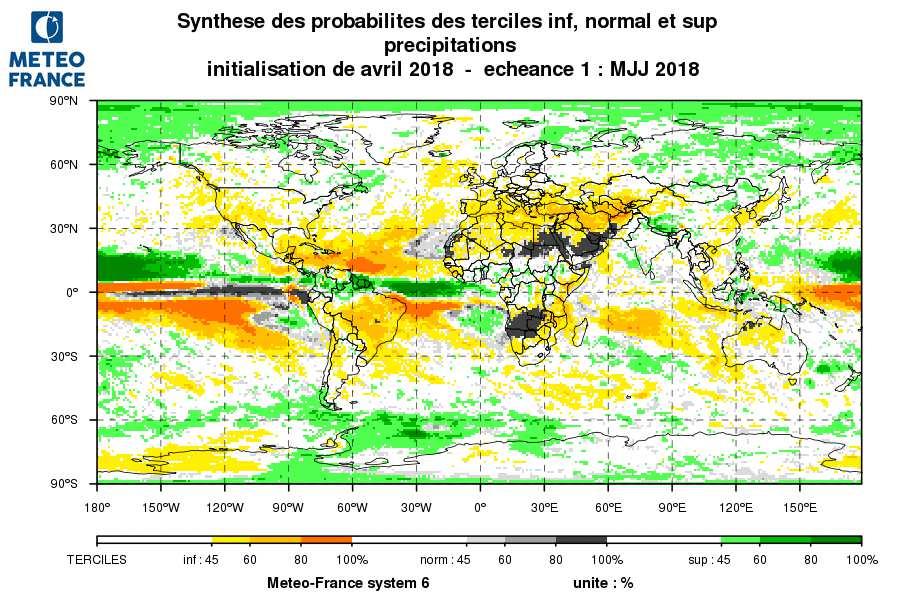 Météo-France DCSC May 2018 32 sur 44 II.4. IMPACT : PRECIPITATION FORECAST inter-tropical regions : For the Pacific basin, wet to the north (incl.
