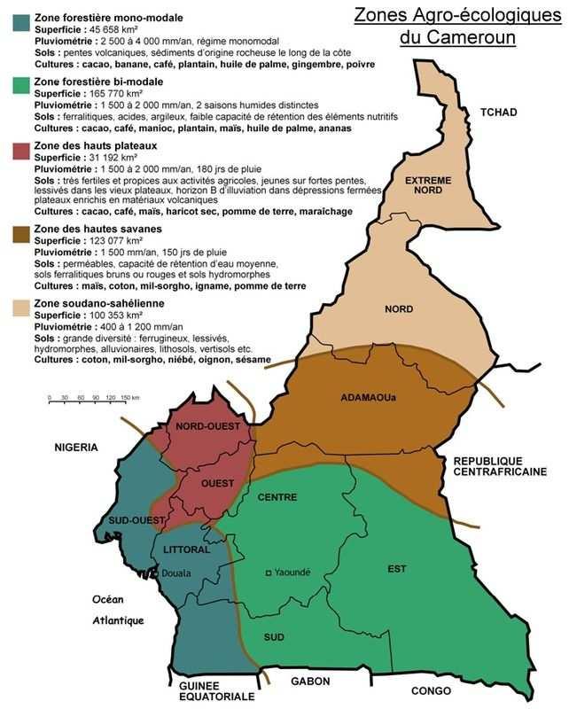 Introduction Figure 4 : Map of Cameroon with different climatic areas P.