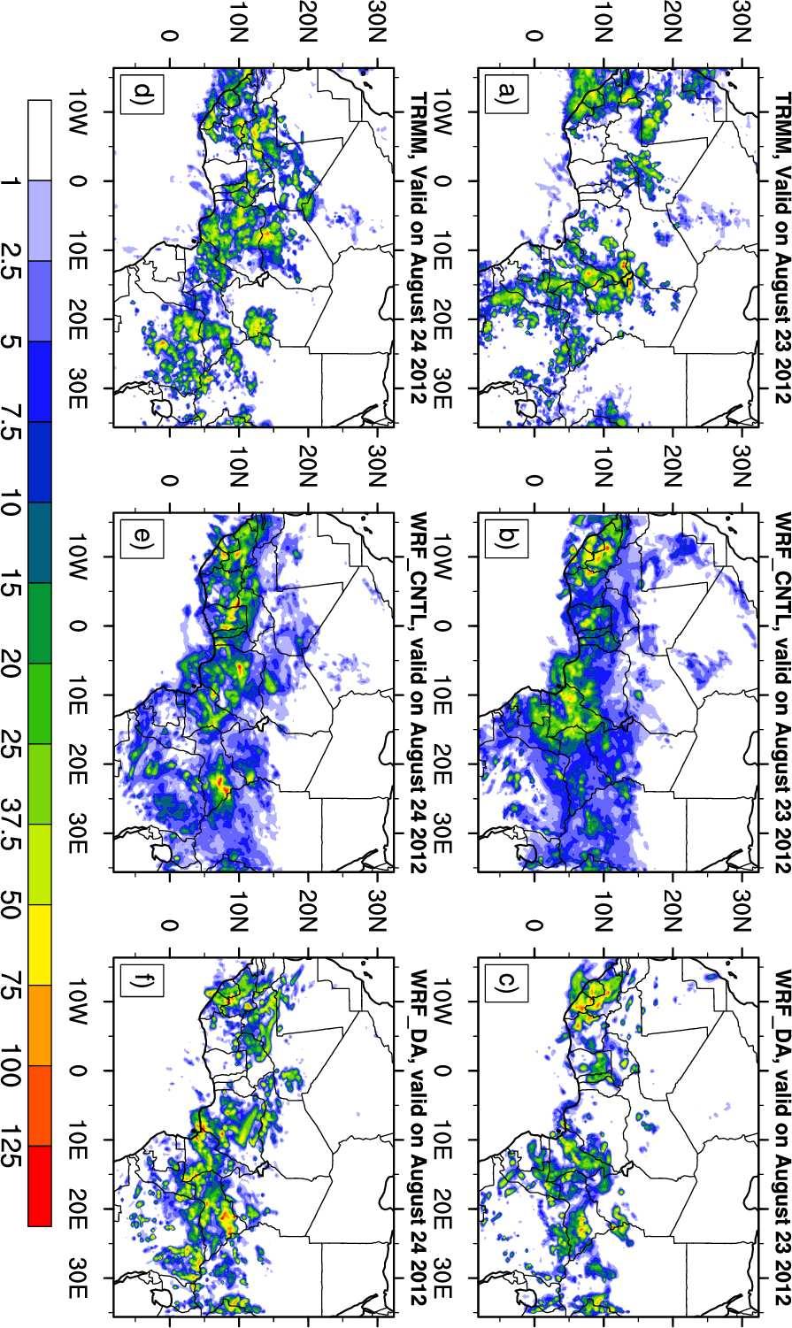 Results Figure 19 : Six-hourly accumulated rainfall (mm/day) initialized at 0000 UTC P.