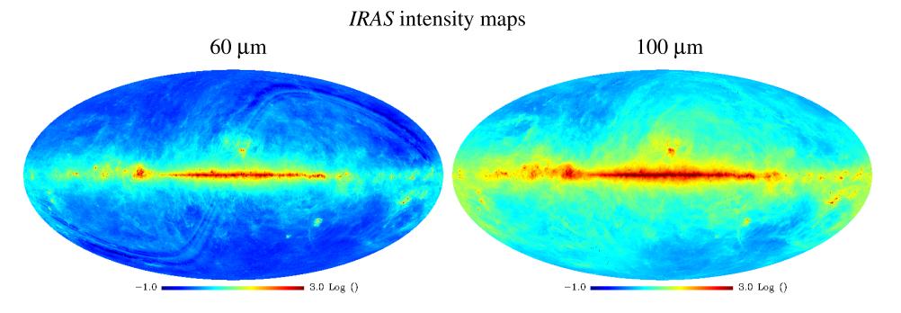 CHAPTER 1. INTRODUCTION 3 Figure 1.1: Results of the IRAS all-sky survey for the diffuse intensities at 60 and 100 m with common logarithm scale. The range is 0.1 to 10 3 MJysr 1.