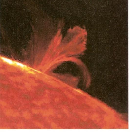 Solar Flares Eruptions on the Solar surface resulting from stresses applied to the magnetic field lines, usually near sunspots.