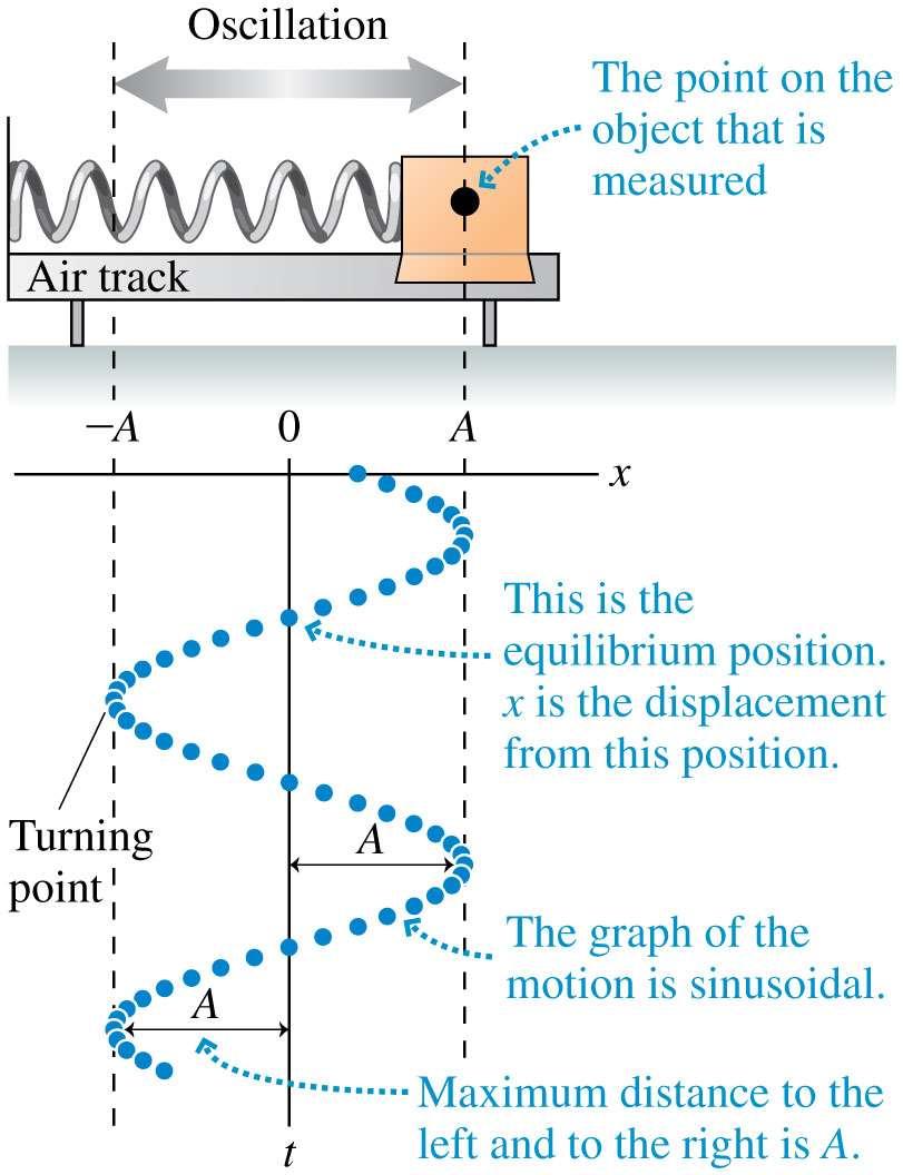 Amplitude of a Mass-Spring Oscillator The amplitude A is the object s maximum displacement from equilibrium.