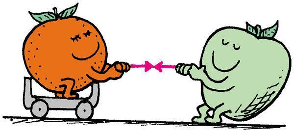 Consider the force pair between the apple and orange below: F F friction Apple exerts a force F on orange, so orange