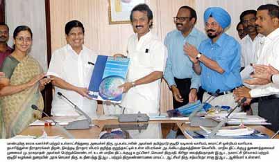 Hona ble Minister for Local administration releases the report on 19.1.2008 and Vice Chairman Planning commission receives it.