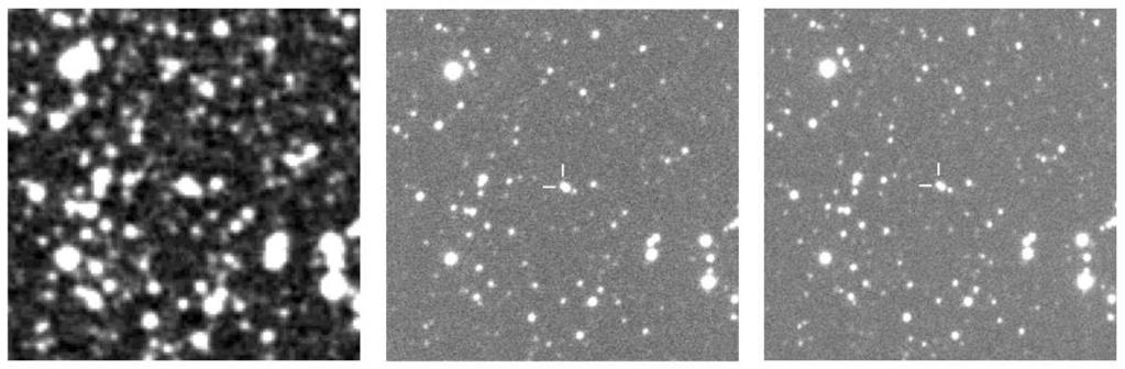 2 L.L. Kiss et al.: The optical companion of V1494 Aql Fig. 1. 120 120 fields centered on V1494 Aql. Left to right: POSS2 red, R-band image at HJD=2 452 930.9568 (stellar FWHM = 1.
