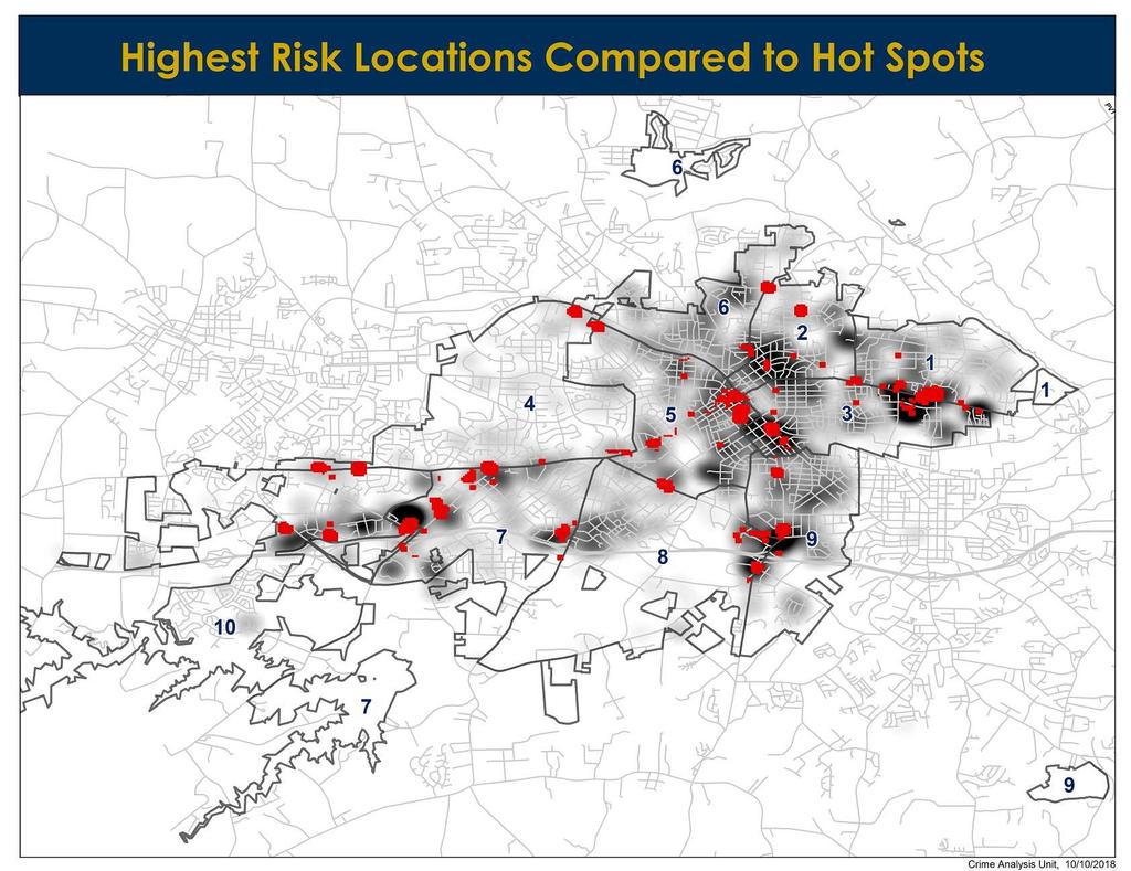 HOT SPOT ANALYSIS tells us where crime is clustered without giving us context as to why crime occurs in some spaces but not others.