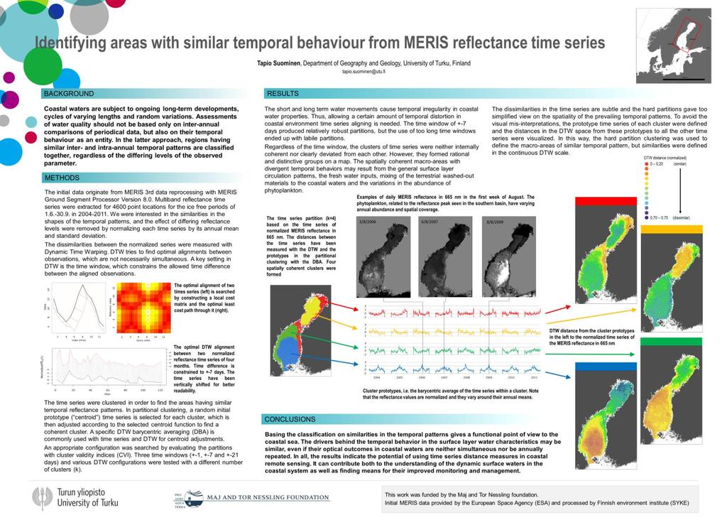 Identifying areas with similar temporal behaviour from MERIS reflectance time series METHODS The initial data originate from MERIS 3rd data reprocessing with