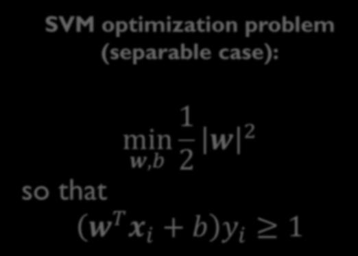 Remember SVM optmzaton problem (separable