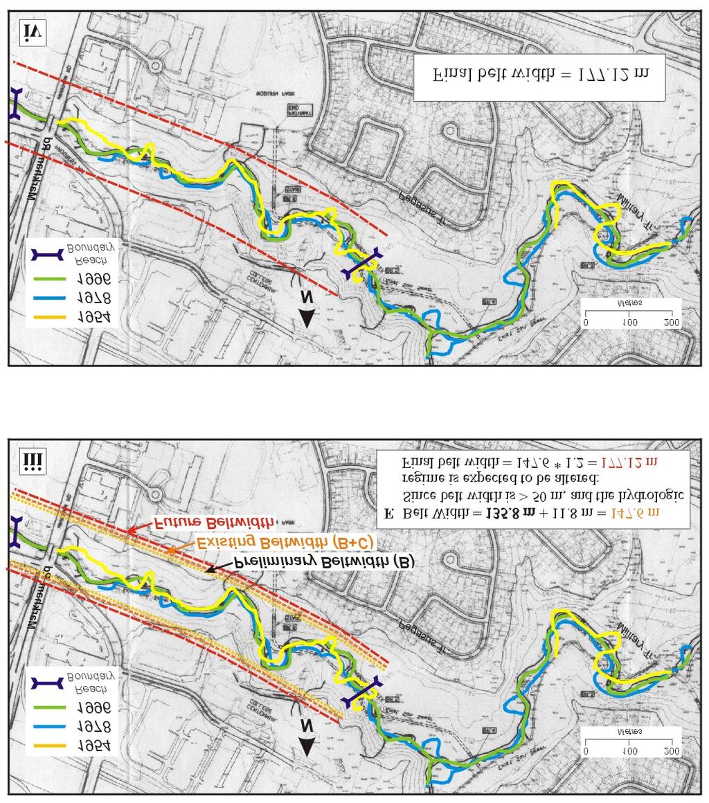 Belt Width Delineation Protocol Figure 5.5 (con t): Procedure 3 is applied to a reach of Highland Creek for which a hypothetical change in hydrologic regime (i.e., flow duration and frequency) is expected.