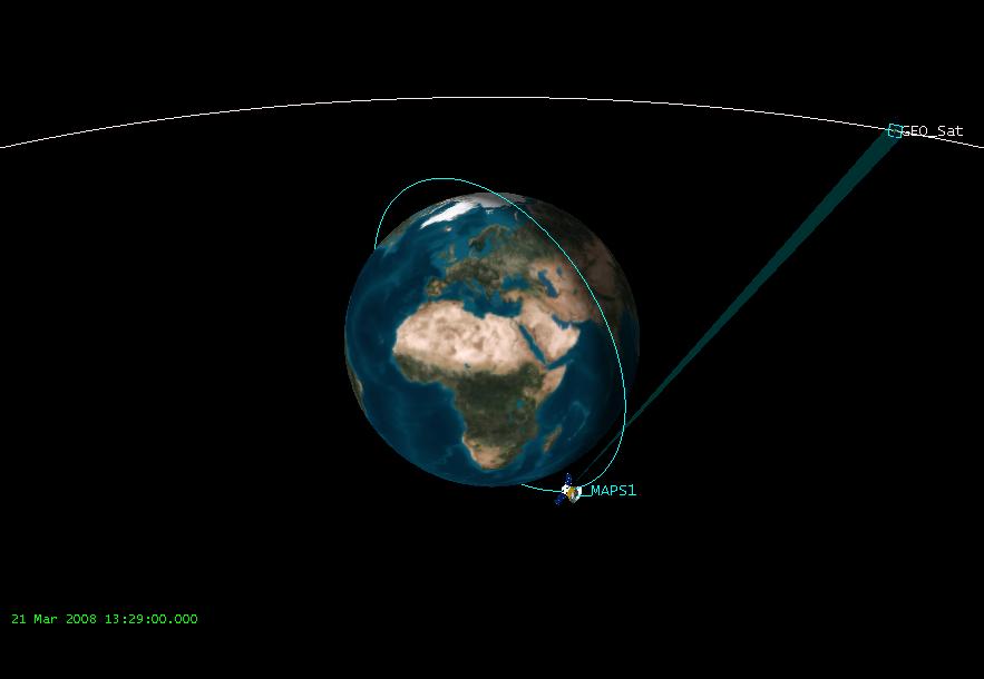 Figure 3. J-MAPS SSA concept visualization. J-MAPS satellite shown observing a GEO satellite. B.