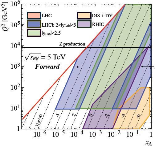 Physics motivation: proton-nucleus LHCb fully instrumented in a unique kinematic region study proton-ion collisions at low p T, large y, low/high x complementary to other LHC experiments provides