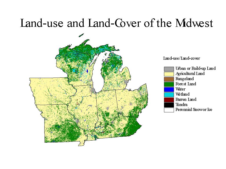 Land Use/Land Cover Map of The Midwest Showing
