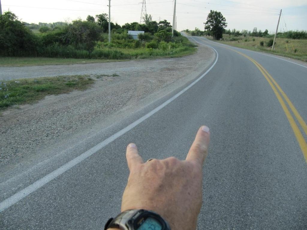 Figure 10: View, looking south, with an investigator's two fingers pointing to the location of