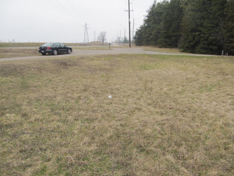 Figure 21: View, looking north, at the area in the grass where the tire marks were