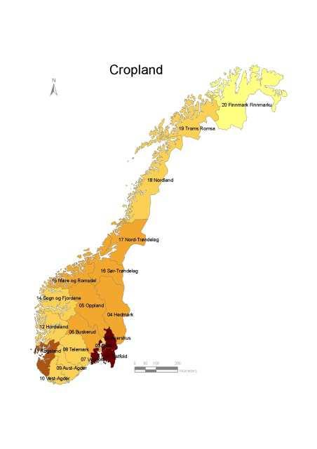 Land cover in Norway. County. 2011.