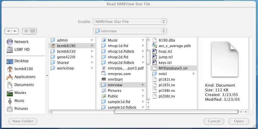 Getting Started / Review -start the program by clicking on the NMRView icon in the Dock -in the main NMRView menu, select File, then Read Star File.