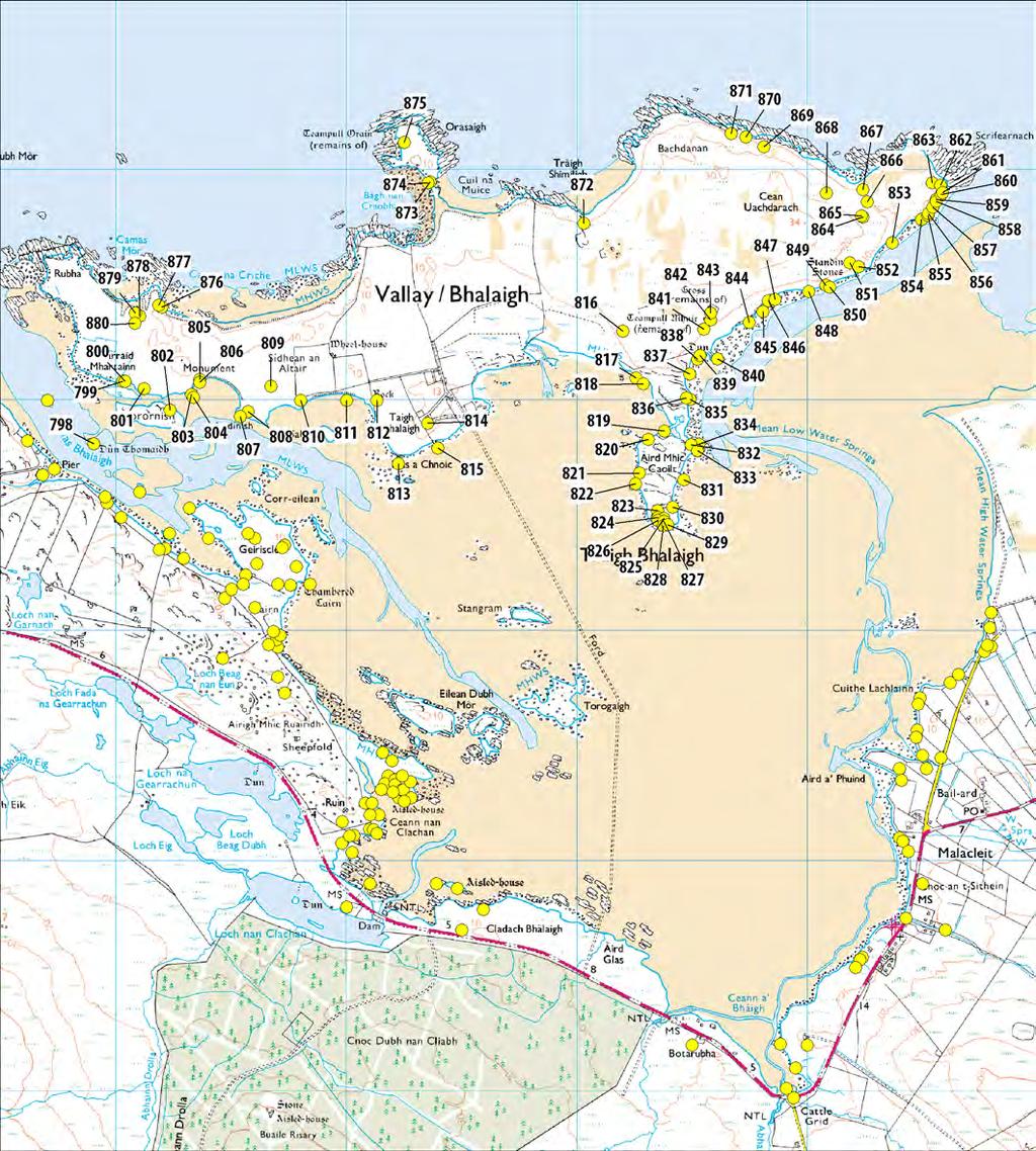 NORTH UIST MAP 14 - BUILT HERITAGE AND ARCHAEOLOGY Valay Island Reproduced with the permission of Ordnance Survey on behalf of The Contoller of Her Majesty's Stationary Office, Crown copyright.
