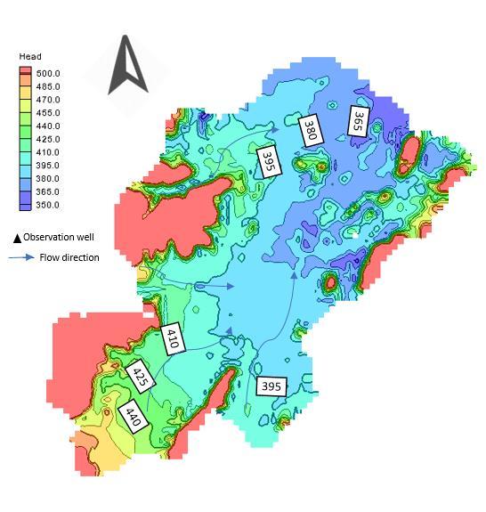 IPMO2-7 Figure 4 Steady-state head distribution of the Chiang Rai basin.