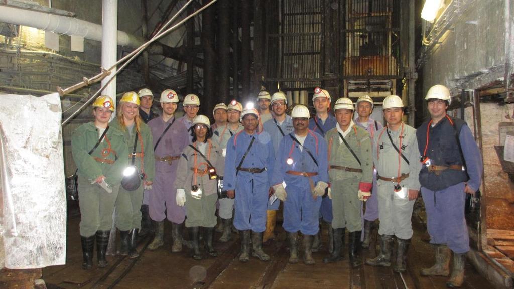Participants of the underground hard coal mine visit (left - longwall visit, right - room & pillar panel visit) The second technical trip was organized to the Construction of Underground