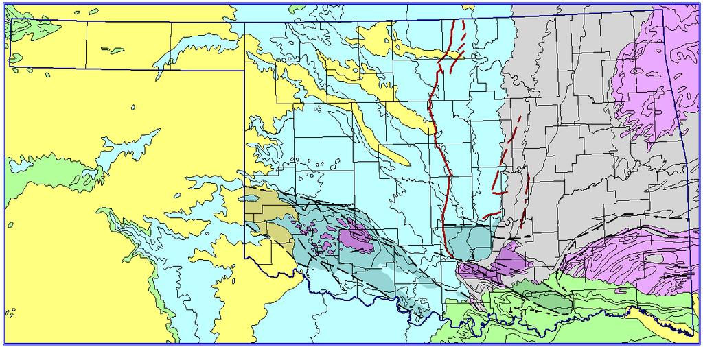 Oklahoma Geology Pre-Penn Cover Ozark Uplift Permian Wichita Uplift Pennsylvanian Arbuckle Uplift Ouachita Uplift