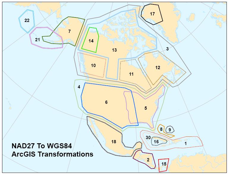 Working with Projections in ArcGIS Projecting Data in ArcGIS Transformation methods NAD27/WGS84 These maps are available from ArcScripts.