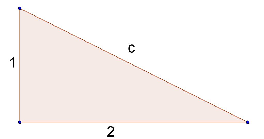 If the triangle below is a right triangle, how can we find length c (the hypotenuse)?