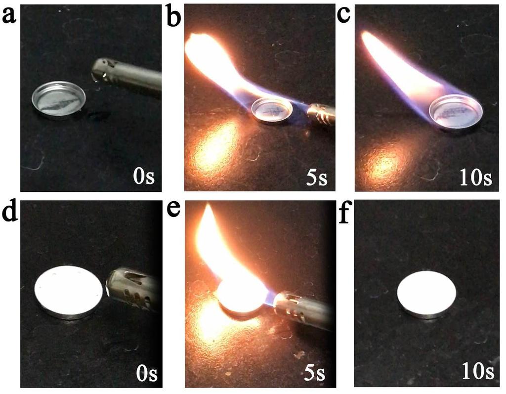 Journal Name Fig. S3 Flammability tests of (a-c) 1 M LiTFSI and 0.
