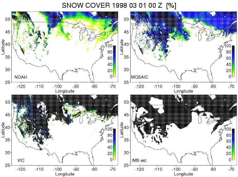 ECMWF HEPEX 2004 Snowpack Simulation Comparison Snow cover