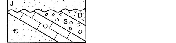 Figure 2-2: Schematic cartoons illustrating the three most common types 0f unconformities A) disconformities B) nonconformity C) angular unconformity They may be a simple surface (i.e., the contact between two rock units), but that surface may represent a period of many millions of years.