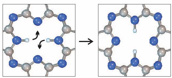A planar molecular switch: Tunneling induced hydrogen tautomerization in free base naphthalocyanine Naphthalocyanine Model of the hydrogen transfer process Advantages: Molecules are