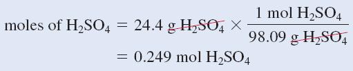 EXAMPLE Calculate the molality of a sulfuric acid solution containing 24.4 g of sulfuric acid in 198 g of water.
