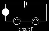 (b) How will the ammeter reading in circuit F compare with that in circuit E? The reading in F is... Explain your answer.
