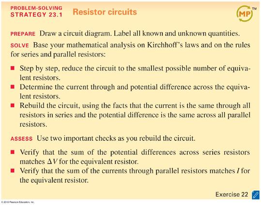 Chapter 23: Circuits Kirchhoff s Laws: Kirchhoff s junction law: Iin Iout Sign conventions for Kirchhoff s loop law: V V bat bat Kirchhoff s loop law: Vloop Vi 0 + ε going through a battery from the