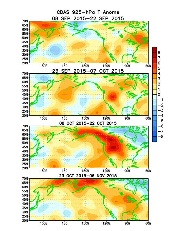 Atmospheric anomalies over the North Pacific and North America During the Last 60 Days During September, below-average heights/ temperatures prevailed over Alaska and portions of western Canada,