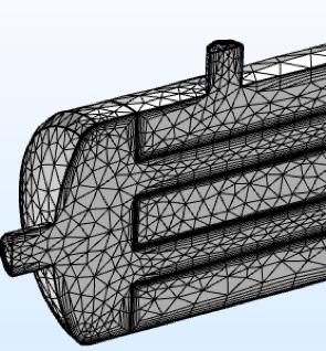 Figure 6: Different mesh size for the ordinary shell-and-tube heat exchanger. Table 1: Mesh independent study for ordinary design.