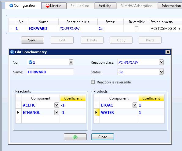 4.07. Once R-1 is created, specify the reaction by clicking New in the R-1 Configuration tab.