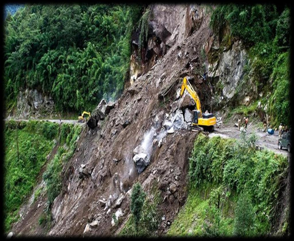 Landslides Downward movement of earth or rock on