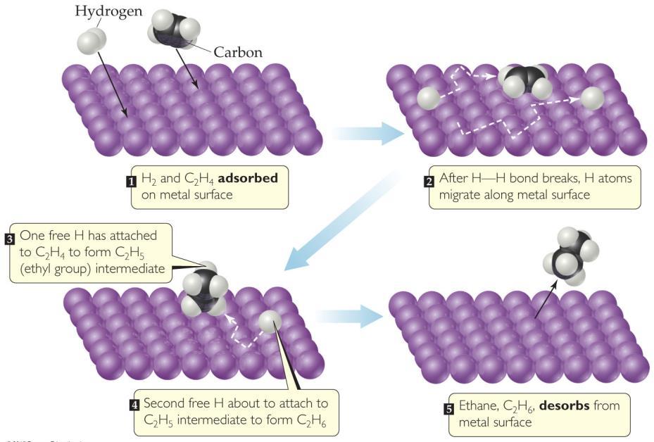 Heterogeneous Catalysts The catalyst is in a different phase than the reactants.