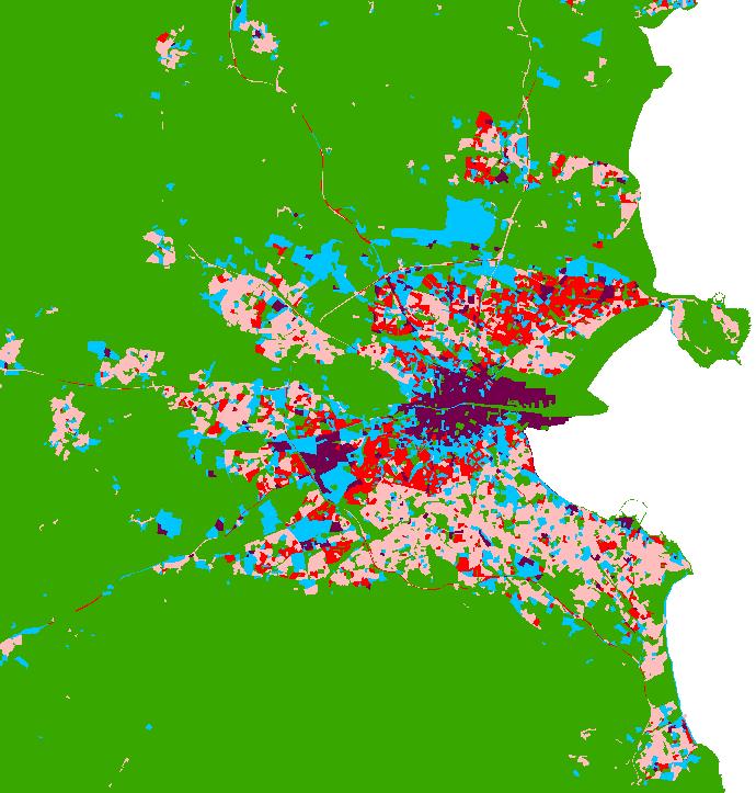 Greater Dublin Area from sealed surface fraction maps