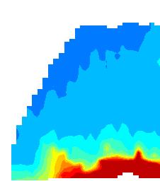 Figure 9. Vertical sections of properties measured near 45 N during (a d) upwelling (45.