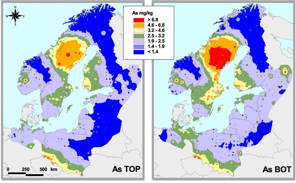 As: regional scale bulls-eye anomaly in central Sweden.
