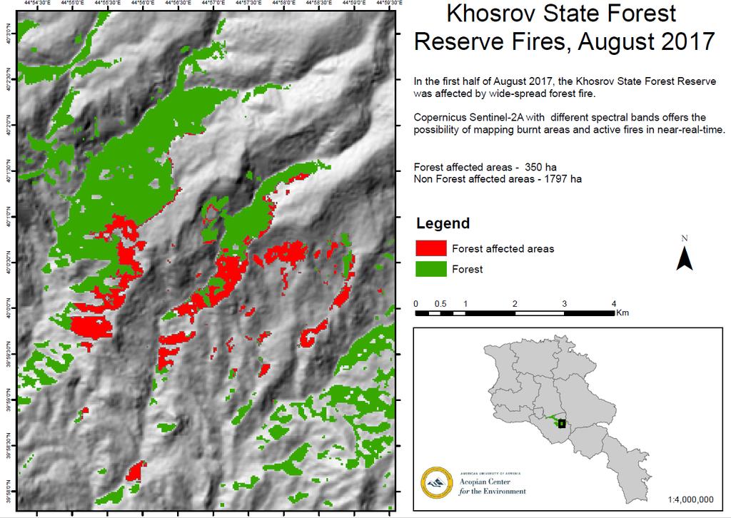 Burned areas mapping Wildfires in Khosrov Forest Reserve and Artavan Mapping of affected areas using Landsat 8, Sentinel-2 and PlanetScope imagery Total affected