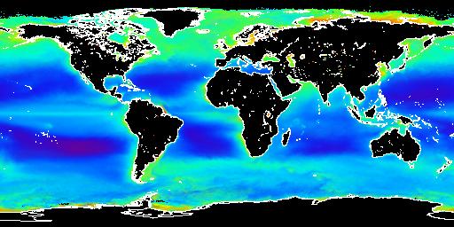 Marine Productivity Global map of ocean color from SEAWIFS satellite