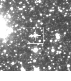 There are about seven fainter stars nearby that may influence the ground-based photometry (inside the red circle). right: A sample OGLE image (60 60 arcsec) for comparison.