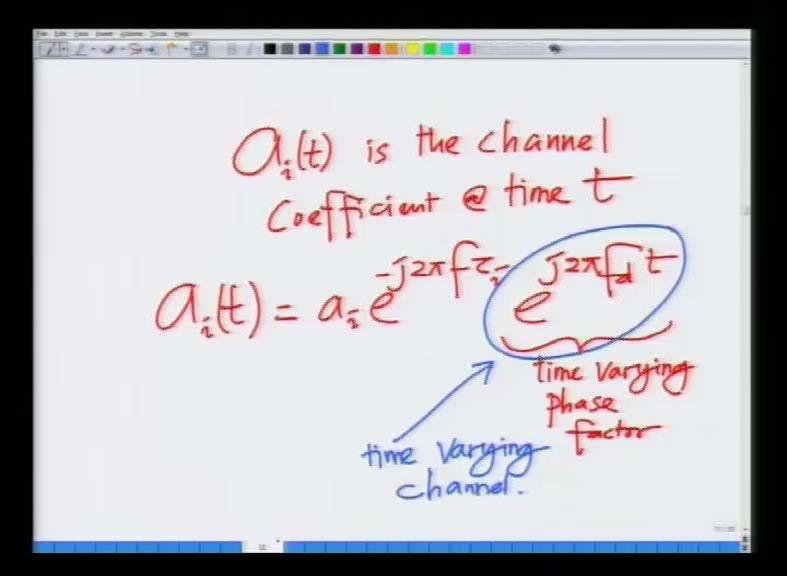 (Refer Slide Time: 13:31) Now what I want to do is, I want to compute the following correlation, I want to compute we know that a i of t is the channel coefficient at time t, a i of t is the channel