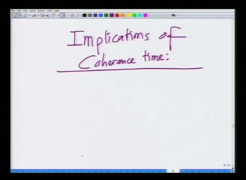 (Refer Slide Time: 33:58) Now, what are the implications of coherence time, let us try to understand what the implications are, remember channel is changing constant