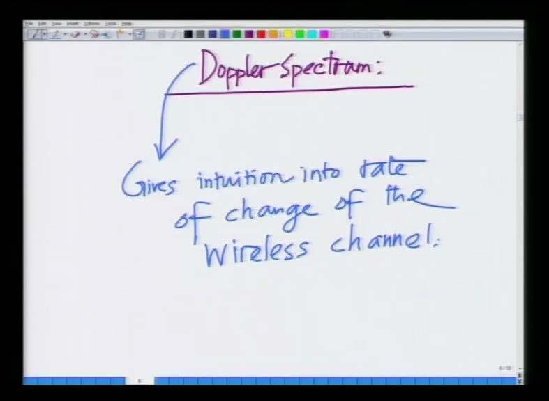 (Refer Slide Time: 10:33) Let us compute what is known as the Doppler s spectrum, the Doppler s spectrum for this I will need what is known as the correlation function of the channel, so