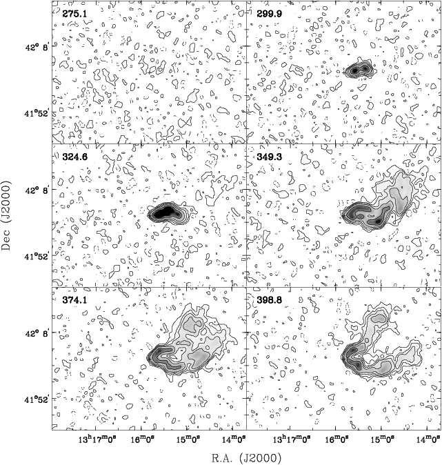 4 Giuseppina Battaglia et al.: HI study of the warped spiral galaxy NGC 5055 Fig. 3. H I channel maps of NGC 5055 at 67 resolution (Hanning smoothed). Contours are 1.2 (dashed), 1.